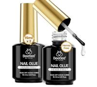 Beetles 2Pcs 15ml Nail Glue Gel for Acrylic Nail Tips & Clear Press On Nails, Super Strong U V Nail Glue for Nail Extensions, DIY Long Lasting Manicure Gift for Her