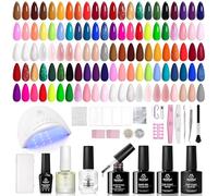 Beetles 85 Pcs Gel Nail Polish Kit with U V Light - 55 Colours Jelly Pink Gel with Base Top Coat Tools for All Seasons, Red Green Jelly Pearl Style Manifesto DIY Nail Art Gifts for Women