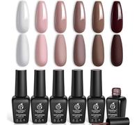 Beetles Autumn Gel Nail Polish - Coffee Café Chocolate Brown Neutral Beige Mauve White Colour Nail Art Design Soak Off Gel DIY Manicure Kit Beauty Gift for Women