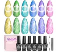 Beetles Cat Eye Gel Nail Polish - 6 Colours Shimmer Pearl Cat Eye Set with Magnet Rainbow Mermaid Swirl Shell Thread Yellow Pink Blue Purple Green DIY Manicure Gifts for Women-1250