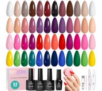 beetles Christmas Gel Polish - 25 Colours Set Neon Red Green Nude Blue Pink Brown Yellow Chic Outfits Collection with 3Pcs Base Top Coat Manicure Kit Salon DIY Home Gift for Women Girls