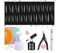 Beetles Easy Gel Tips Nail Extension Kit, 240pcs Medium Square with UV Lamp | 2 In 1 Nail Glue Gel Base Coat with Pre-shaped Nails and Acrylic Nail Clipper for DIY Manicure Fast Nail Extension Set