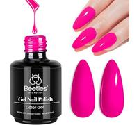 beetles Gel Nail Polish, 15ml Electric Pink Color Hot Pink Nails Soak Off UV Gel Polish DIY Manicure Nail Art Design Gift for Girls-CL804-RE
