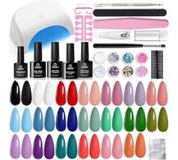 Beetles Gel Nail Polish Kit with U V Light: 34pcs Gel Polish Set Popular 20 Colors with Base Matte & Glossy Top Coat, Medium Coffin Press on Nails Accessories DIY Salon Gifts for Women Teen Girls