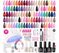 Beetles Gel Nail Polish Kit with U V Light - 68 Pcs Set 35 Colours Pink Glitter Nude Gray Gel Polish with Base and Matte&Glossy Top Coat Vivid Seasons Manicure Art Tools Gifts