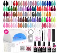 Beetles Gel Nail Polish Kit with U V Light 80Pcs Enchantment 55 Colours Gel Polish Starter Kit with Base Top Coat Nail Art Stickers Manicure Tools Gift for Women