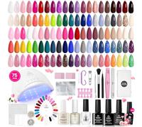 Beetles Gel Nail Polish Kit with UV Light-75PCS Chic Outfits 45 Colours Starter Kit,Soak Off All Season Gel Nail Kit with 5PCS Base Top Coat Manicure Art Gifts for Women