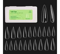 Beetles Gel Nail Tips Kit 500Pcs Clear Full Cover Medium Stiletto Pre-shaped False Nails for Gel Polish, Soak Off Easy Nail Extensions Acrylic Nails False Press on Nail Tips