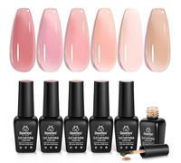 beetles Gel Polish - 6 Colours Jelly Gel Nail Polish Kit Sheer Nude Pink Gel Neutral Nail Art Design Soak Off Translucent Gel Nail Kits Manicure DIY Home Valentines Gifts for Her