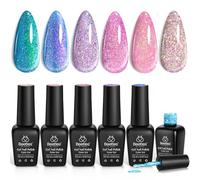 beetles Gel Polish Glitter Gel Nail Polish 6 Colors Sparkle Pink Purple Blue Gel Polish Kit Chameleon Crushed Diamond Multifunction Soak off Uv Nail Gel DIY Manicure