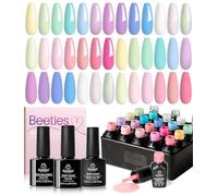 beetles Gel Polish Nail Kit 20 Colors Soak Off Gel Polish with Base Coat Glossy & Matte Top Coat Pink Blue Green Neutral Gel Nail Design Valentine's Day Gift for Women Girls