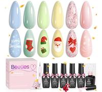 beetles Gel Polish - Pearlescent Shell Thread Effect 6 Trendy Pastel Green Yellow Blue Pink Colours UV LED Gel Nail Kit, Long-Lasting for DIY Nails, 7.5ml Each with Flower Stickers & Dotting Pen