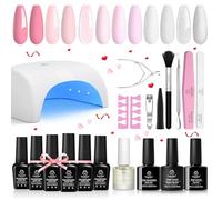 Beetles Gel Polish with Led Light Nail Lamp 6 Colors French White Manicure Kits with Base Top Coat Snow White Soft Pink Art Salon Diy Home Gel Nail Polish Set Gift