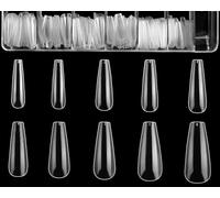 beetles Long Coffin Nail Tips, 500Pcs Acrylic Press on Nails Clear Artificial False Nails for Manicure Extension Gel Nail Art DIY Home FN008UK-RE