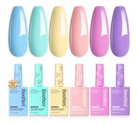 Beetles Spring Gel Polish - Fairy Tale Dream 6 Colours 15ML Pastel Yellow Pink Blue Purple Set with Colourful Bottle Soak off Uv Gel Gift for Women Girls