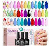 Beetles Summer Gel Nail Polish, 20 Colours Cat Eye Gel Polish Bright Pink Blue White Black Green Purple Pastel Gel Polish Set with 3Pcs Base Top Coat Gel Holiday Nail Gift for Girls Women