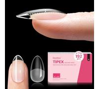 Beetles Tipex Instant Apex Nail Tips, Almond Short, 16 Sizes (00-14), 192pcs, Built-In Apex, No Builder Gel Required, Thicker Strong Acrylic Tips for DIY Nail Extensions