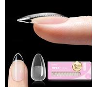 Beetles Tipex Lite Pre-Built Apex Nail Tips, Almond Short,16 Sizes 96pcs, Flat-Nail Friendly Acrylic Tips for Natural Nail Beds, Easy for Beginner DIY