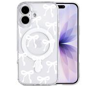 Beetop Compatible with 17 Case Transparent Mobile Phone Case with Bow Pattern Protective Case with Wireless Charging, Soft Bumper Case for 17 - White