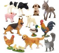 Beetots - Farm Animal Toy Set, 12 Realistic Small Animals Figures with Pets, Cattle, Poultry for Children from 3 Years, Educational Game for Children from 3 Years