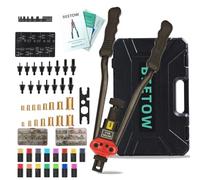 BEETOW 16" Rivet Nut Tool Kit - SAE & Metric Rivnut Gun with 15 Mandrels (M3-M12, #6, #8, #10, 1/4", 5/16", 3/8", 1/2'') & 200 Nutserts, Stroke Adjustment Window, for Automotive & Metal Repair