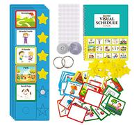 beetoy Visual Timetable, Visual Schedule Cards for Kids with Autism, Home Chore Chart Routine Cards Autism Learning Materials with 1 Schedule Book and 30 Yellow Stars