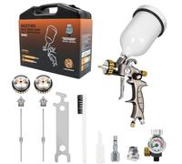 BEETRO HVLP Spray Gun Kit for Car Painting: 600ml, 14.5CFM, 30-43psi, 1.4/1.8mm Stainless Steel Nozzles, Type 2 Adapter, Air Valve, Filter (600ml,1.4+1.8mm with box)