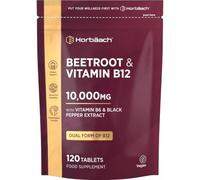 Beetroot and Vitamin B12 10,000mg | 120 High Strength Tablets | Dual Power Methylcobalamin & Adenosylcobalamin | Vegan Complex with Vitamin B6 & Black Pepper Extract | by Horbaach