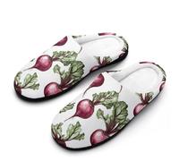 Beetroot Beets With Leaves Mens Winter Warm Slippers Rubber Sole Comfortable Cotton House Shoes For Daily Wear 13-14(46-47)