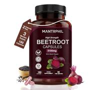 Beetroot Capsules 5100mg - High Strength Beetroot Supplement with Black Pepper - 180 Capsules - Nitric Oxide Support - Enriched with Black Pepper - Vegan, Non-GMO