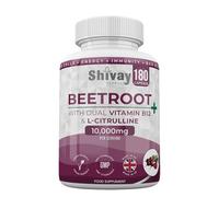 Beetroot Complex 10,000mg with Dual Vitamin B12, L-Citrulline, Black Pepper - 180 Vegan Capsules | High Strength Beetroot Supplement | 6% Nitrates - Energy, Fatigue Reduction | UK Made Shivay Herbals