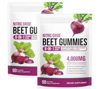 Beetroot Gummies, 4000mg Organic Beetroot Extract Supplement High-Concentration 8 in 1 Beetroot Supplement with Vitamin C, B12 CoQ10 Grape Seed Extracts, Boost Energy Levels &Heart Health 90 Chews