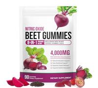 Beetroot Gummies, 90 Gummies 20:1 High-Concentration Beetroot Extract Supplement with Vitamin C, B12, Grape Seed Extract & Black Pepper, Boost Energy Levels, Supports Immune & Heart Health