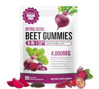 Beetroot Gummies, Sugar Free Beet Root Gummies 8 in 1 with CoQ10 & Grape Seed Extract, 4000mg Beetroot + Vitamin B12 C for Heart Health, Blood Pressure Support, Energy & Nitric Oxide Boost, 90 Chews
