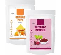 Beetroot + Orange Peel Powder Combo, Skin Glow, De-Tan Face Pack & Hair Care, 100% Natural (150gm + 175gm, 2 Pouches)