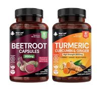 Beetroot & Turmeric Bundle - 5100mg Beetroot Enriched with Black Pepper + 2600mg Turmeric with Black Pepper & Ginger - UK Made by New Leaf