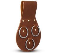 Beeveer 1 Pcs Spud Wrench Holder Genuine Leather 3 Ring Sleever Bar Holder Durable Handmade Ironworker Tools, Brown