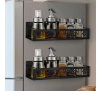 Beeveer 2 Pack Spider Web Magnetic Spice Rack for Refrigerator Metal Magnet Basket Shelf for Fridge Seasoning Storage Organizers Home Decor Kitchen Accessories (Black)