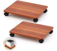Beeveer 2 Pcs Office Under Desk Printer Stand with 4 Caster Wheels Walnut Movable Printer Copier Shelf and CPU Holder for Home Office Heavy Duty Storage Rack Scanner Fax Machine, 13.78 x 11.81 Inches