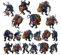Beeveer 24 Pcs Krampus Wood Christmas Ornaments Krampus Horror Hanging Ornament with Rope Krampus Folklore Christmas Tree Ornaments for Christmas Halloween Holiday Xmas Tree Party Decoration