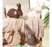 Beeveer 4 Pcs Easter Bunny Shaped Throw Pillow Rabbit Shaped Throw Pillow Bunny Plush Decorative Cushion for Sofa Couch Living Room Bedroom Home Car Office Decor 15.75 inches(Brown Series)