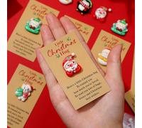 Beeveer 40 Sets Christmas Little Pocket Hug Gifts Bulk Penguin Snowman Pocket Hug Token with Cards and Bags, Small Gifts for Xmas Employee Appreciation Staff Coworker Present (Classic)