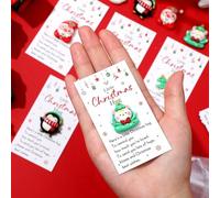 Beeveer 40 Sets Christmas Little Pocket Hug Gifts Bulk Penguin Snowman Pocket Hug Token with Cards and Bags, Small Gifts for Xmas Employee Appreciation Staff Coworker Present(Lovely)