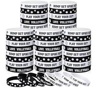 Beeveer 48 Pcs 4 Designs Bracelets Silicone Wristbands Bulk Sport Themed Inspirational Accessories Gift for Tailgate Autumn Fall Harvest Give Thanks Party Back to School Favors(Volleyball)