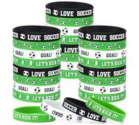 Beeveer 48 Pcs 4 Designs Soccer Bracelets Silicone Wristbands Bulk Sport Soccer Themed Inspirational Accessories Gift for Tailgate Autumn Fall Harvest Give Thanks Party Back to School Favors