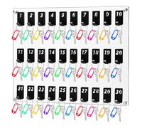 Beeveer Acrylic Key Hooks Board with 30 Numbered Tags Hooks Wall Mount Key Holder Hanger Storage for Real Estate Offices Rentals Car Dealer Valet Parking Small Businesses