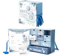 Beeveer Baby Keepsake Box for Treasured Memories Elephant Newborn Memory Organizer with 9 Labeled Compartments Baby's First Keepsake Book Gender Neutral Baby Shower Gifts for New Baby Girls Boys