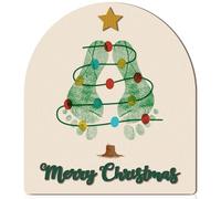 Beeveer Baby's First DIY Christmas Footprint Art Wooden Mistletoe Craft Milestone Card Christmas Rustic Hanging Ornament Nursery Footprint Decorative for Baby Shower Newborn Photoshoot Prop (Star)