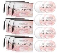Beeveer Inspirational Gifts for Women Sometimes You Forget You're Motivational Makeup Bags Compact Mirrors Thank You Gift for Employee Coworker Birthday Her Sister Friend Wife, pink, Awesome