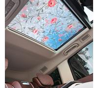 Beeveer Stained Vintage Sunroof Sun Shade Film Static Clings Vinyl 3D Decals for Car Decoration UV Sun Protection for Moonroof & Side Windows, Car Camping Accessories(16.9 x 39.4 Inches,Rose)